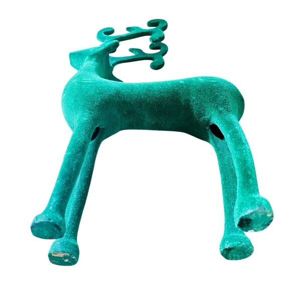 Zodax Flocked Standing Deer Figurine Statue Green 12.5 Inch High - Picture 5 of 9